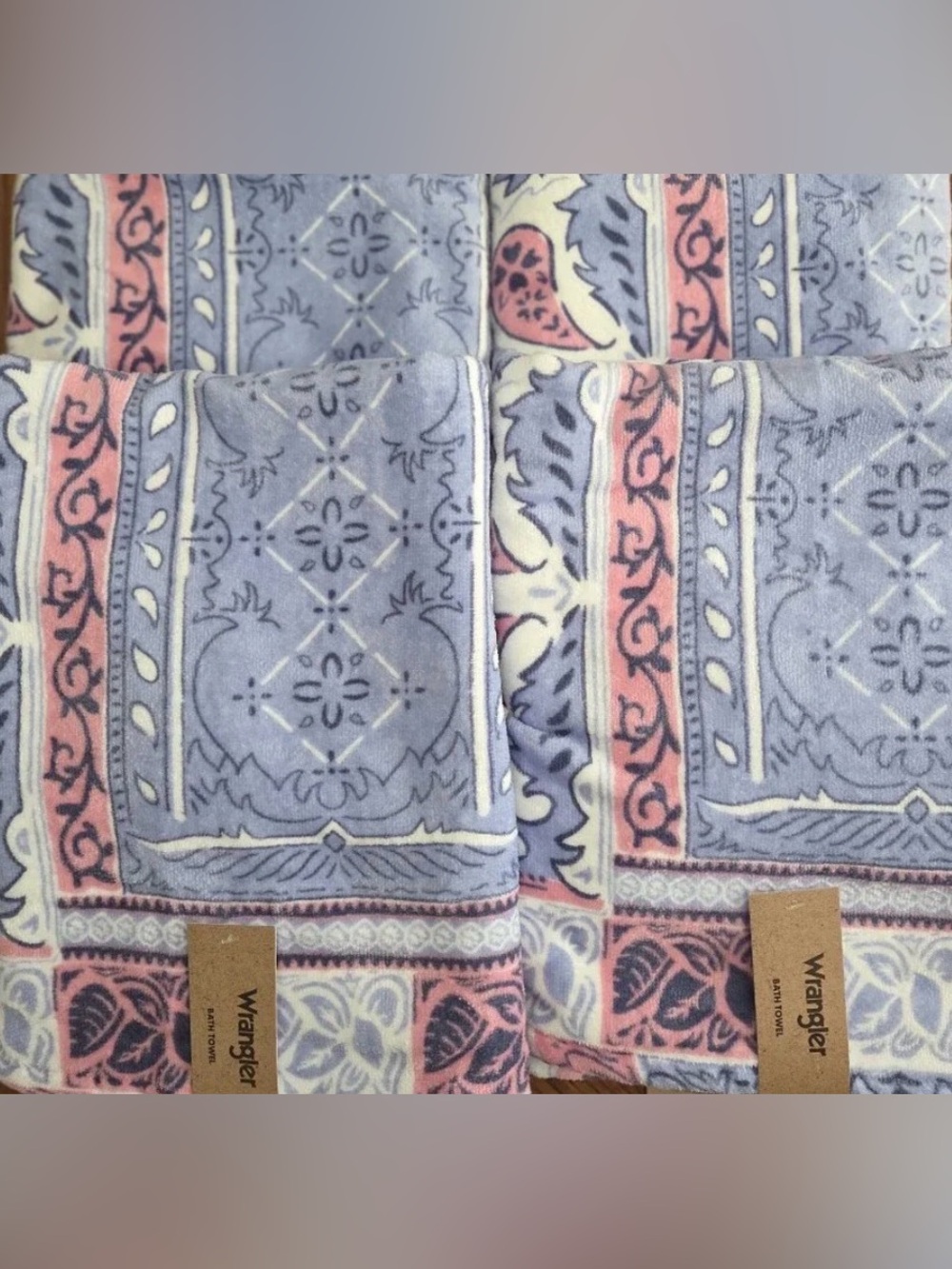 NEW Wrangler Western Paisley Patchwork 4 Bath Towels & 2 Hand Towels Set